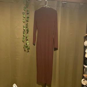 Brown sexy tight fitted long dress